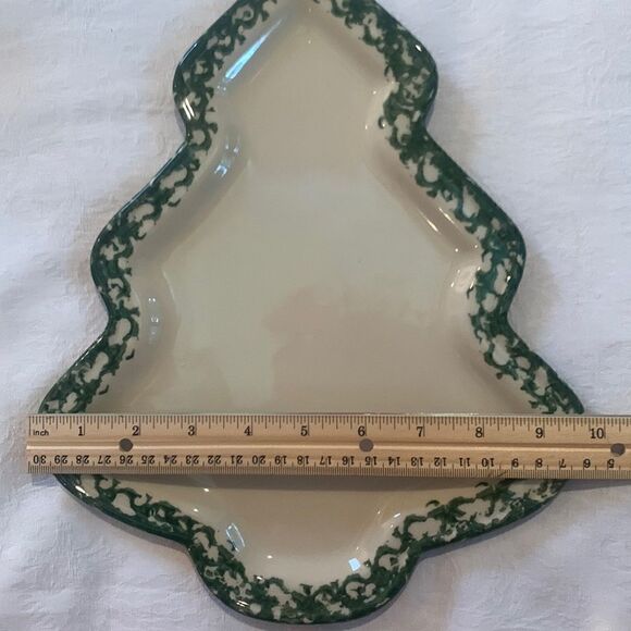 Henn Pottery Spongeware Tree Platter Plate Green - Picture 5 of 7